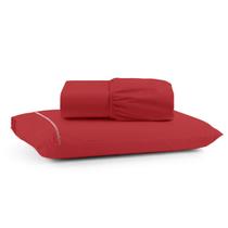 Jogo de Lençol Ponto Palito Solteiro 180 Fios 2 Pç- Vermelho Jogo de Lençol Ponto Palito Solteiro 180 Fios 2 Pç- Vermelho