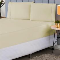 Jogo de lençol Queen 03 Peças Algodão Percal 180 fios Com Ponto Palito Lisos