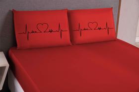 Jogo de lençol queen 03 peças estampa vida todo vermelho