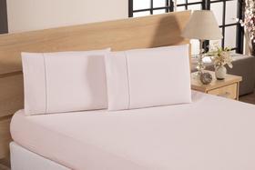 Jogo De Lençol Queen 100%Algodão Ponto Palito Rosa