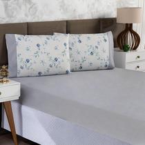 Jogo de Lençol Queen 3 Peças Estampado Urbe 200 Fios Floral Casa Dona