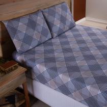 Jogo De Lençol Queen 3P Estampado 400F Elástico Listrado