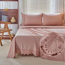 Jogo De Lençol Queen 4 Pçs 300 Fios Percal Bordado Rose Jogo De Lençol Queen 4 Pçs 300 Fios Percal Bordado Rose