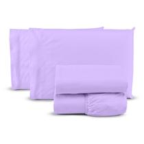 Jogo de lençol queen 4 peças 100% algodão 400 fios lilás