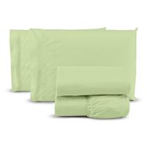 Jogo de lençol queen 4 peças 100% algodão 400 fios verde