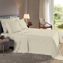 Jogo de Lençol Queen 4 peças Fronhas c/ Abas e Cima Bainha Percal Flex 400 Fios Toque Macio