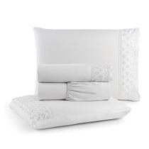 Jogo de Lençol Queen 4 Peças Napoli Percal 300 Fios Lese Bordado Inglês Jogo de Lençol Queen 4 Peças Napoli Percal 300 Fios Lese Bordado Inglês