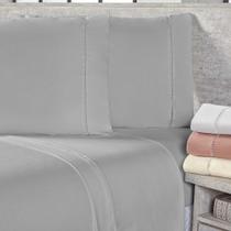 Jogo De Lençol Queen 400 Fios Micropercal Toque De Algodão 3 Peças - Cinza