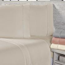 Jogo de Lençol Queen 400 Fios Micropercal Toque de Algodão 4 Peças - Bege