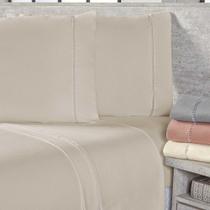 Jogo De Lençol Queen 400 Fios Micropercal Toque De Algodão 4 Peças - Bege