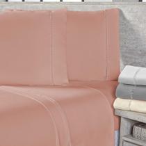 Jogo de Lençol Queen 400 Fios Micropercal Toque de Algodão 4 Peças - Rose