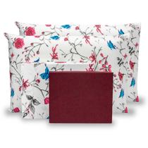 Jogo de lençol queen 6 pçs estampado 180 fios 40 cm