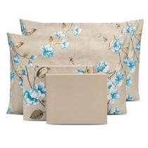 Jogo de Lençol Queen 6 pçs Percal Flex Estampado 400 Fios Toque Acetinado