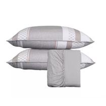 Jogo de Lençol Queen BBC Têxtil Malha 3 Pçs Cinza - 72544