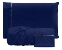 Jogo De Lençol Queen Cama Box 3 Peças Ponto Palito 400 Fios Luxo Toque Aveludado Com Elástico
