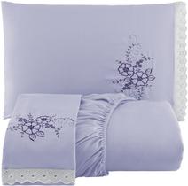 Jogo de Lençol Queen Cama Box Casal Bordado 03 Pçs Jogo de Lençol Queen Cama Box Casal Bordado 03 Pçs