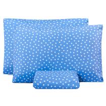 Jogo de Lençol Queen Classic Estampado 160 Fios 3 Peças - Poa Azul - 82% Algodão / 18% Poliéster