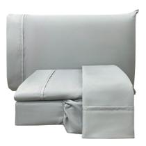 Jogo De Lençol Queen Confort Micropercal 300 Fios Toque De Algodão 4 Peças - design moderno na cor Cinza Jogo De Lençol Queen Confort Micropercal 300 Fios Toque De Algodão 4 Peças - design moderno na cor Cinza