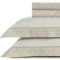 Jogo de Lençol Queen Karsten Percal 200 Fios 100% Algodão Estampado Cama Dobra Feita 4 Peças