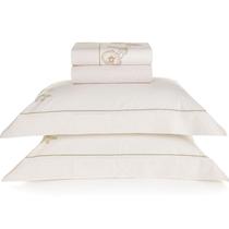 Jogo de Lençol Queen Karsten Percal 200 Fios 100% Algodão Estampado Cama Dobra Feita 4 Peças