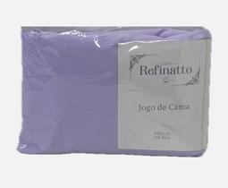 Jogo de Lençol Queen LIlás 3pçs 100 Algodão 200 fios com elástico e ponto palito nas fronhas