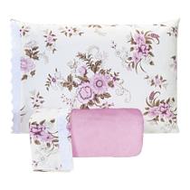 Jogo De Lençol Queen Manta Soft Com Elástico 3 Peças - Flores Rosa
