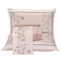 Jogo de Lençol Queen Micropercal 300 Fios Toque de Algodão 4 Peças - Ramo Malva