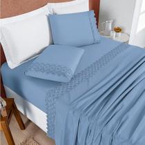 Jogo De Lençol Queen Nobless 200 Fios 4 Peças - Ice Blue