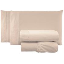 Jogo de Lençol Queen Percal 200 Fios 100% Algodão 4 Peças - Caqui