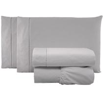 Jogo De Lençol Queen Percal 200 Fios 100% Algodão 4 Peças - Cinza