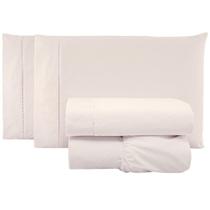 Jogo De Lençol Queen Percal 200 Fios 100% Algodão 4 Peças - Palha