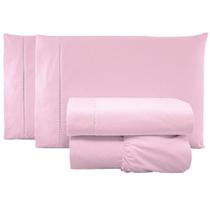 Jogo De Lençol Queen Percal 200 Fios 100% Algodão 4 Peças - Rosa Jogo De Lençol Queen Percal 200 Fios 100% Algodão 4 Peças - Rosa