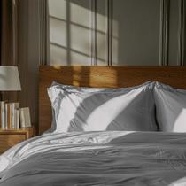 Jogo De Lençol Queen Percal 400 Fios 4 Pçs Ext Cinza Ice