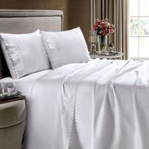 Jogo de Lençol Queen Percal 400 Fios Bordado 4 Pçs Extra Macio Jogo de Lençol Queen Percal 400 Fios Bordado 4 Pçs Extra Macio