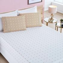 Jogo De Lençol Queen Petit Poa 200 Fios 3 Peças Cor Poa Caqui