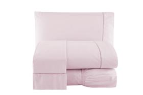 Jogo De Lençol Queen Size 3 Peças Percal 300 Fios Rosê