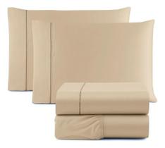 Jogo De Lençol Queen Size Canto 40Cm 4 Pçs 600 Fios Egíp Cáq