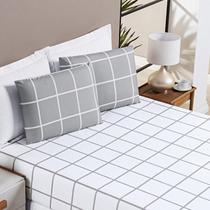 Jogo de Lençol Queen Square 3pç 100% Poliéster - Cinza