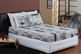 Jogo de lençol Quenn 3 peças Micropercal jornal