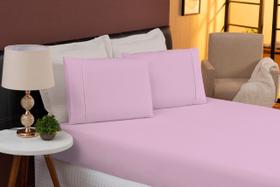 Jogo de lençol Quenn 3 peças Micropercal Rosa