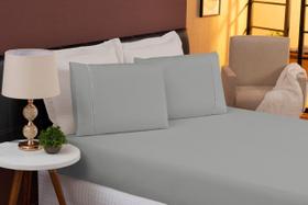 Jogo de lençol Quenn 3 peças Ponto Palito Micropercal Cinza