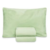 Jogo de lençol Realeza Solteiro 3 peças 100% algodão Liso Verde