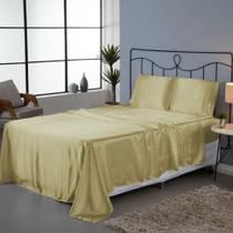 Jogo de Lençol Roupa de Cama Casal Padrão 4 Peças Cetim Charmousse Antifrizz Seda