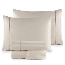 Jogo de Lençol Roupa de Cama Casal Percal 400 Fios Ponto Palito 04 Peças