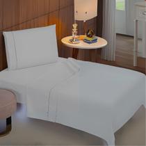 Jogo De Lençol Solteirão 3 Peças 1,98x98 400 Fios Completo Toque de Seda Detalhe Ponto Palito