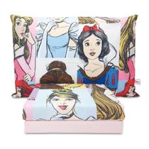 Jogo De Lençol Solteiro 100% Algodão Disney Menina Princesas 3 Peças