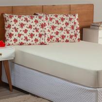 Jogo de Lençol Solteiro 100% Algodão Estampado Fronha Ponto Palito 2 Peças Esmeralda Vermelho