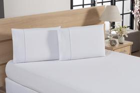 Jogo De Lençol Solteiro 100%Algodão Ponto Palito Branco