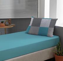 Jogo De Lençol Solteiro 2 Pçs 100% Algodão Slim Azul Claro 88 x 188 x 30 cm