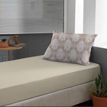 Jogo De Lençol Solteiro 2 Pçs 100% Algodão Slim Creme 88 x 188 x 30 cm